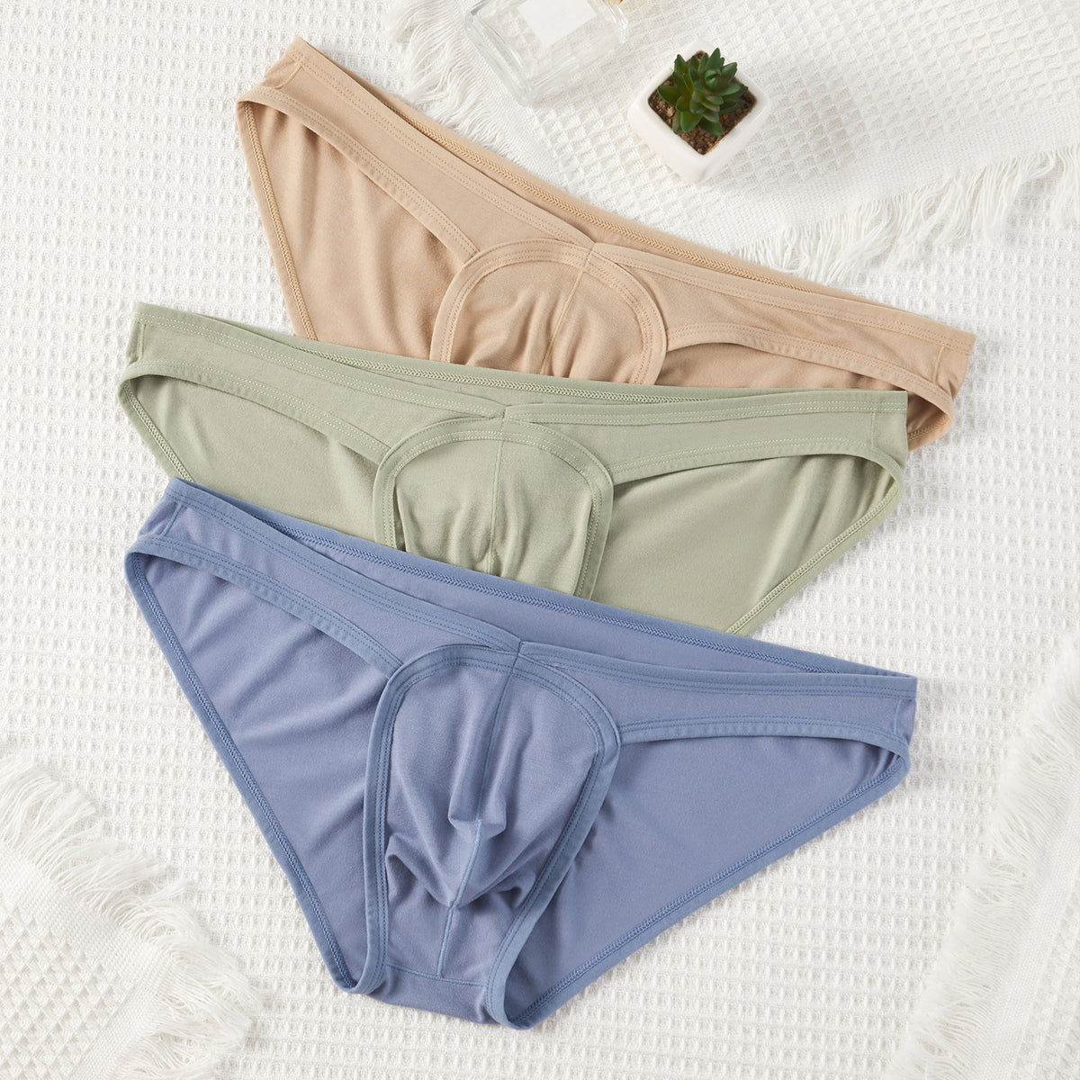 HOULIDA Bamboo Fiber Low Rise Underwear, Elastic Breathable Solid Color Knit Sport Panties for Adults