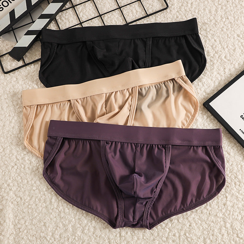 2336-GC Ice Silk Mid Rise Underwear, Breathable Nylon Solid Color Knit Panties for Adults